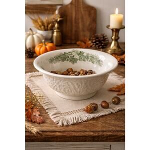 Vintage Arcadia Green Leaf Embossed Bowl Portugal Macy’s Royal Gallery 1994